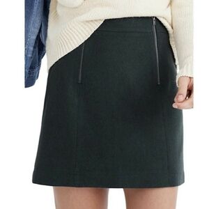 Madewell Dark Green Wool Uptown Zip Mini Skirt Women's